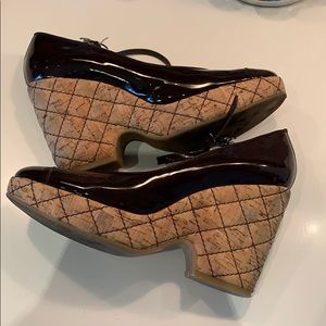 CHANEL Patent Cork Wedges